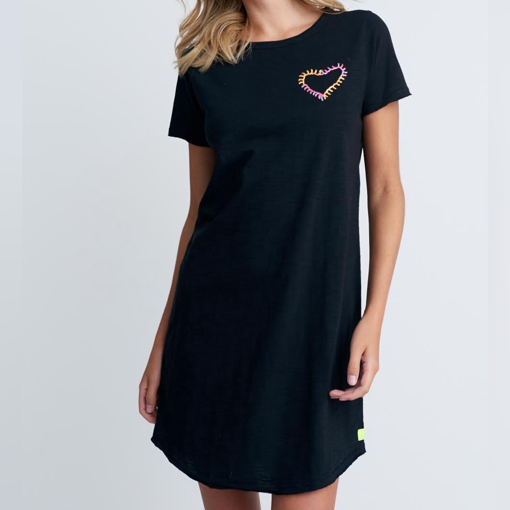 New Lisa Todd Love Spell Tunic Cotton Dress Embroidered Heart Black New NWOT